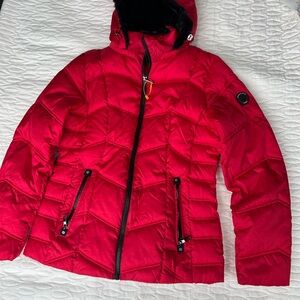 Nautica Women's Vibrant Red Puffer Jacket